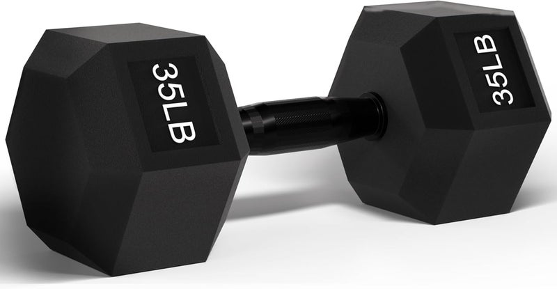 BalanceFrom مجموعة دمبلز بأوزان سداسية مغلفة بالمطاط - زوج 50 رطل | أوزان يدوية من الحديد الزهر مع قبضة مضادة للانزلاق لتدريب القوة في المنزل - Image 4